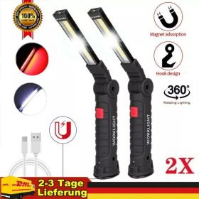Super Bright 2pc 120000lm USB Rechargeable COB LED Work Light Inspection Hand Torch Flashlight 360 Rotate Base Magnetic Lamp For Car Repair Campi (Option: Work Light)