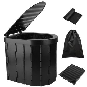 1Pc Foldable Emergency Toilet Portable Porta Potty For Car Travel Camping Boating Hiking Cleanable Travel Commode With Lid Carry Bag 1 Roll Garba (Option: Toilet)