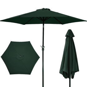 Outdoor Patio Umbrella With Push-button Tilt And Crank Handle, Beach Umbrella For Shade With 6 Sturdy Metal Ribs, UV And Water Resistant (Option: Dark green)