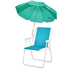 Folding Beach Chair With Umbrella For Adults, Lightweight Porable Camping Chair With 265lbs Capacity For Travel Picnic Concert & Outdoor Activiti (Option: Mint green)