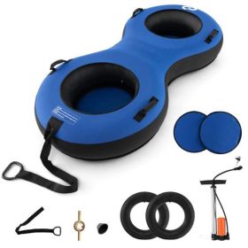 Blue 2-Person Inflatable Snow Sled (Color: as picture)